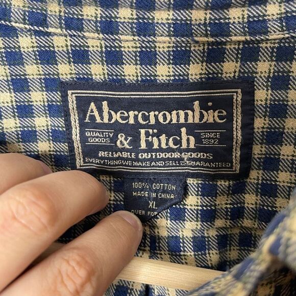 Abercrombie&Fitch Shirt Mens XL Button 
Down Pocket Long Sleeve Plaid Cotton - Picture 3 of 9